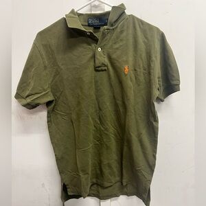 Ralph Lauren Olive Green Polo with Orange Pony Size Small Mens EUC Classic